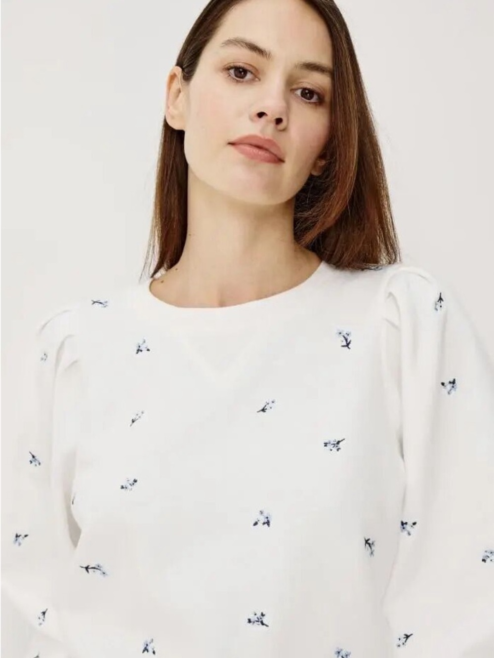 Rails Tiffany Sweatshirt Embroidered Blue Iris - White
